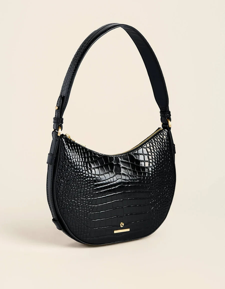 Siren Lynn Leather Hobo Black Croc