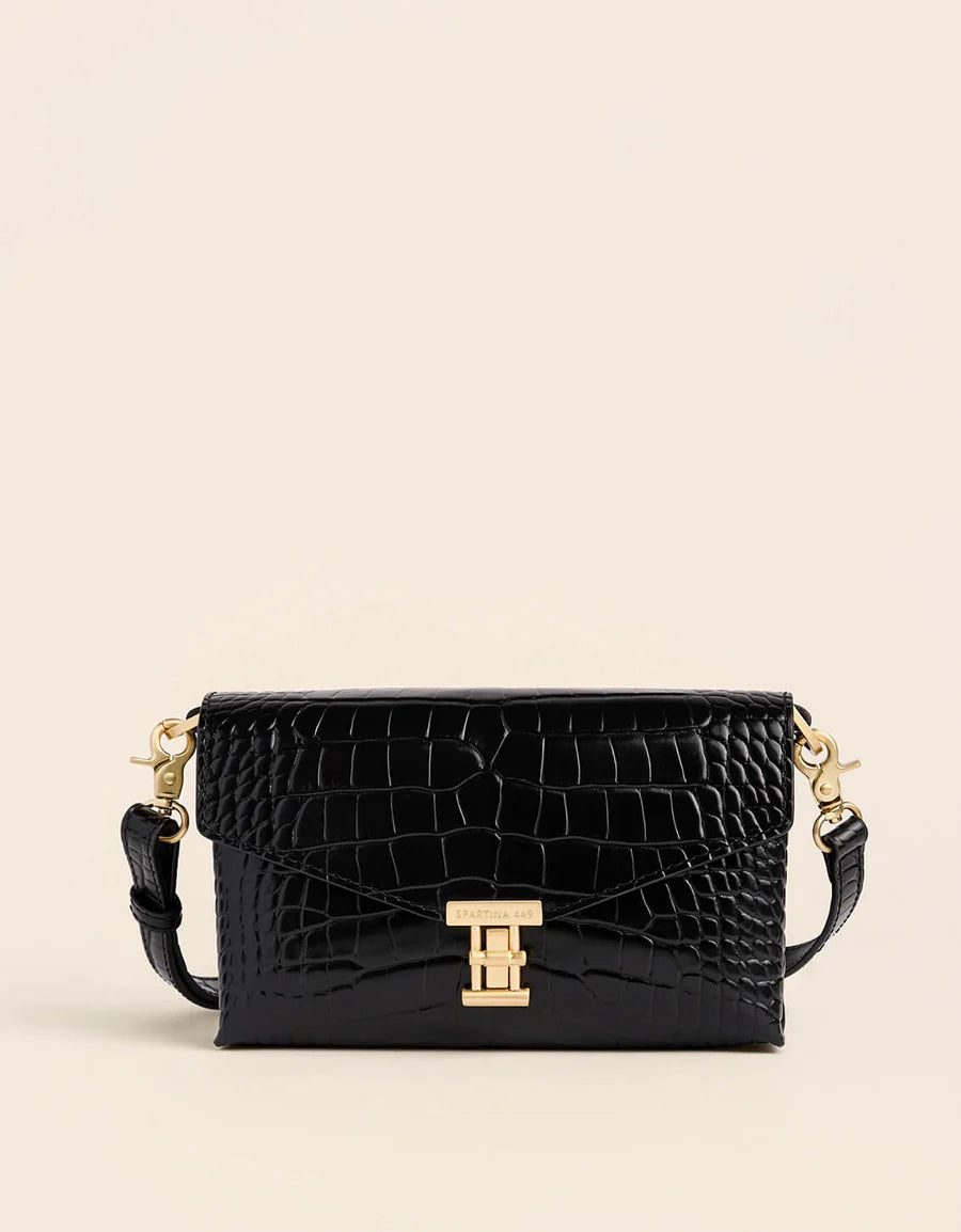 Siren Victoria Leather Crossbody Black Croc