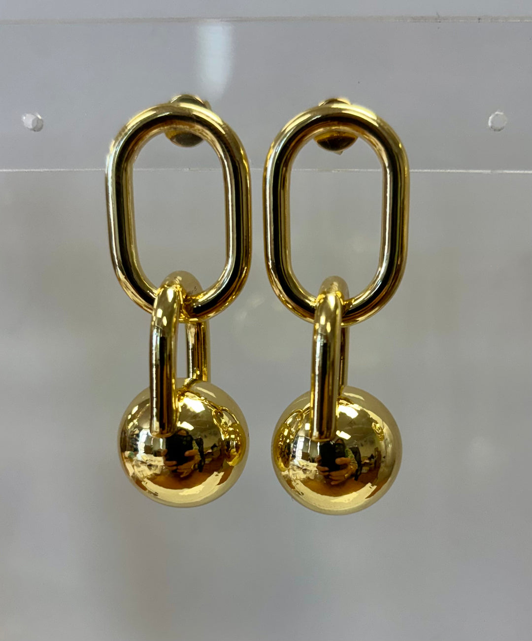 Statement Link with Sphere Drop Earring