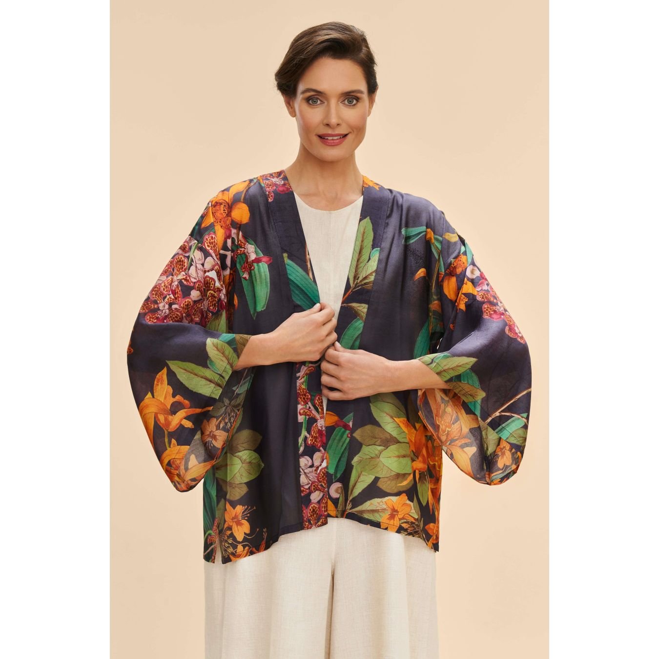 Powder - Botany Bliss In Charcoal Kimono Jacket – The Oaks Apparel Co.