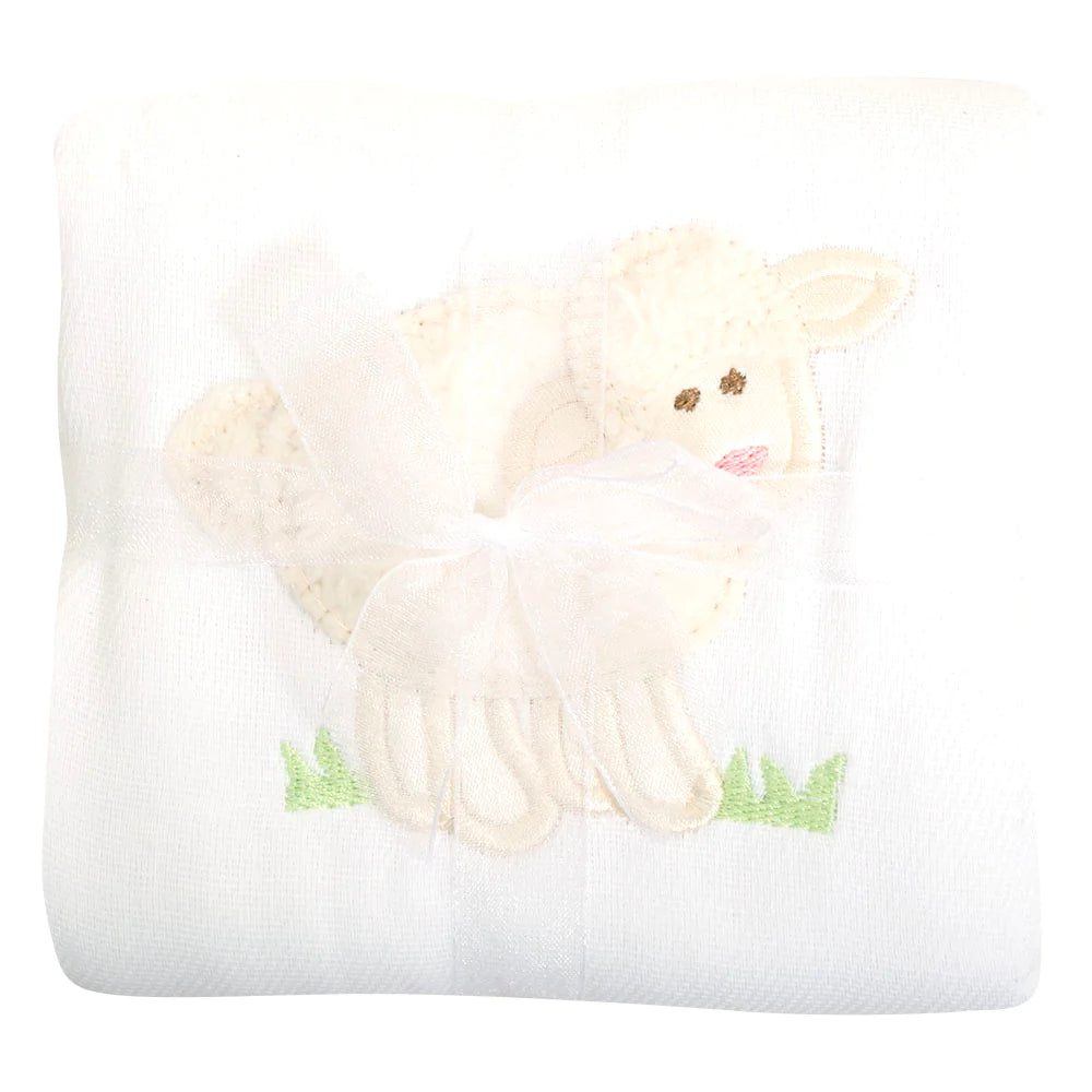 3 Marthas - White Lamb Set of Two Burp Cloths