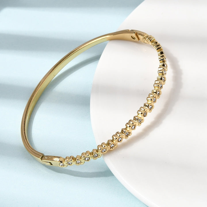 Stainless Steel with Real 18K Gold Plated. Hinged Bangle Bracelet