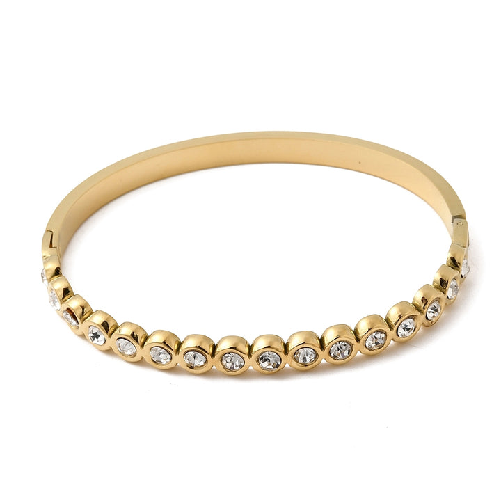 Stainless Steel with Real 18K Gold Plated. Hinged Bangle Bracelet