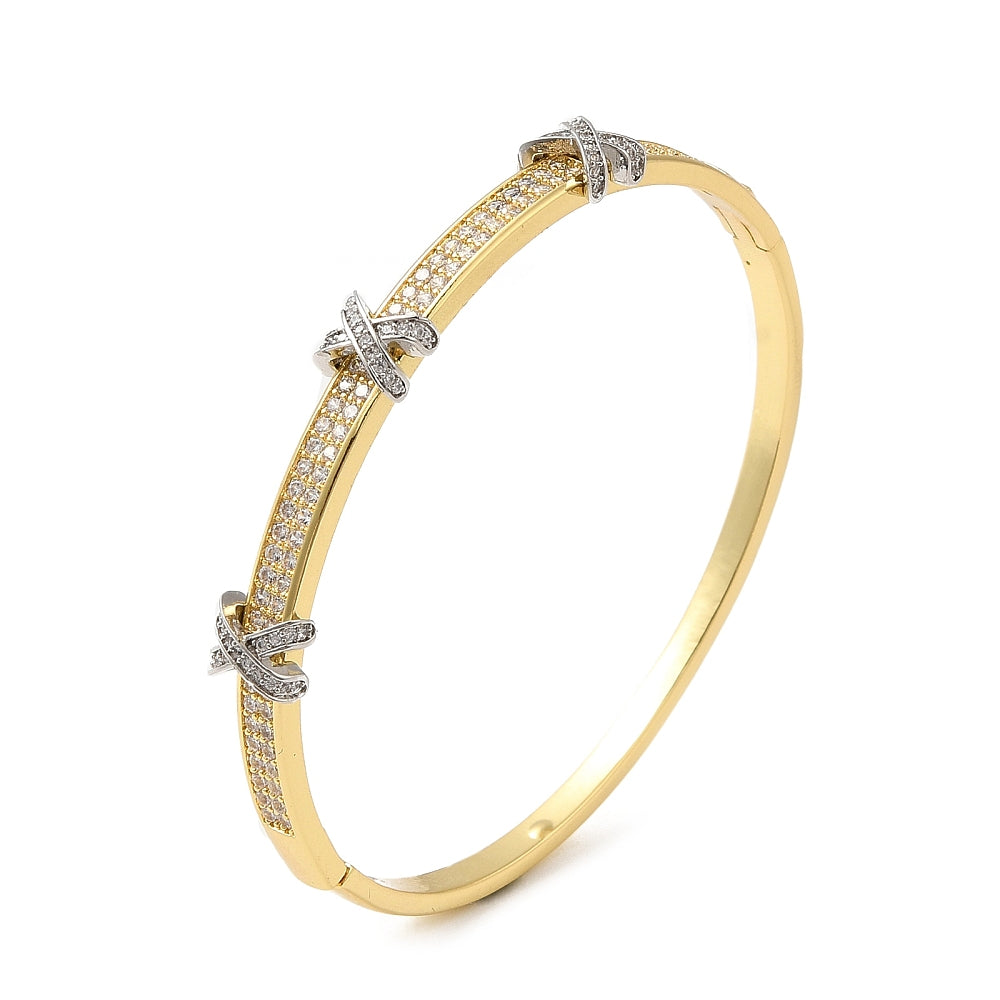 Brass Micro Pave Clear Cubic Zirconia Hinged Bangles for Women, Heart, Cadmium Free & Lead Free, Rack Plating, Long-Lasting Plated, Real 18K Gold Plated