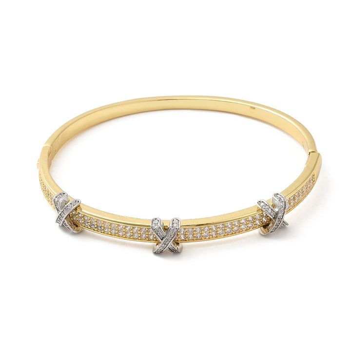 Brass Micro Pave Clear Cubic Zirconia Hinged Bangles for Women, Heart, Cadmium Free & Lead Free, Rack Plating, Long-Lasting Plated, Real 18K Gold Plated
