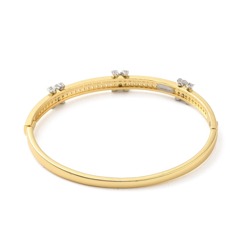 Brass Micro Pave Clear Cubic Zirconia Hinged Bangles for Women, Heart, Cadmium Free & Lead Free, Rack Plating, Long-Lasting Plated, Real 18K Gold Plated