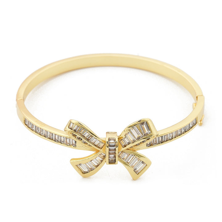 Brass Micro Pave Clear Cubic Zirconia Hinged Bangles for Women, Heart, Cadmium Free & Lead Free, Rack Plating, Long-Lasting Plated, Real 18K Gold Plated