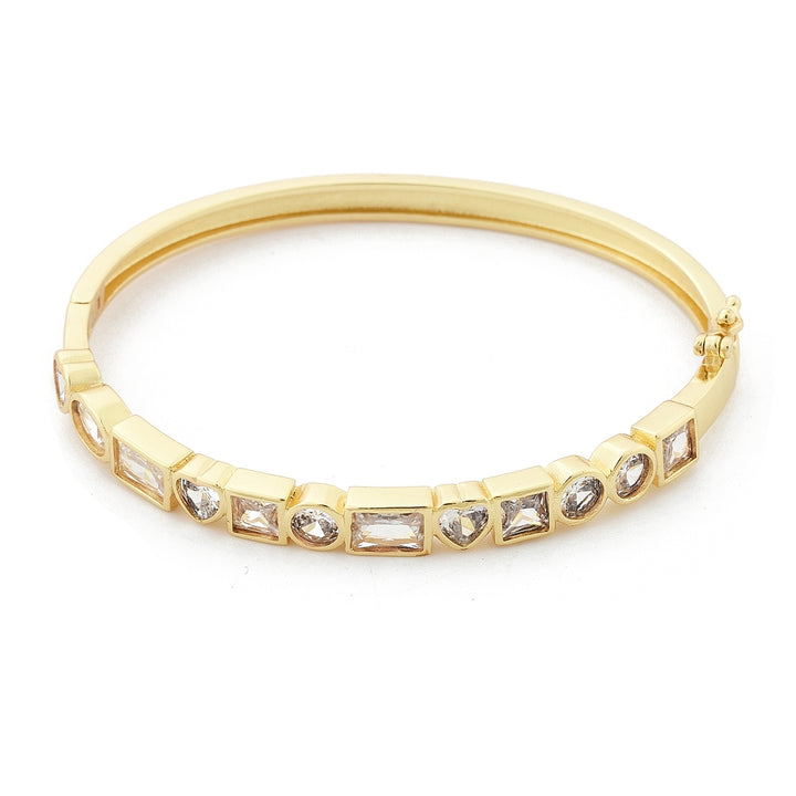 Brass Micro Pave Clear Cubic Zirconia Hinged Bangles for Women, Heart, Cadmium Free & Lead Free, Rack Plating, Long-Lasting Plated, Real 18K Gold Plated