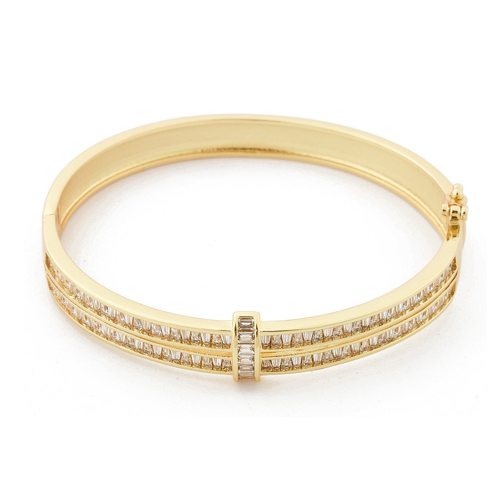 Brass Micro Pave Clear Cubic Zirconia Hinged Bangles for Women, Heart, Cadmium Free & Lead Free, Rack Plating, Long-Lasting Plated, Real 18K Gold Plated
