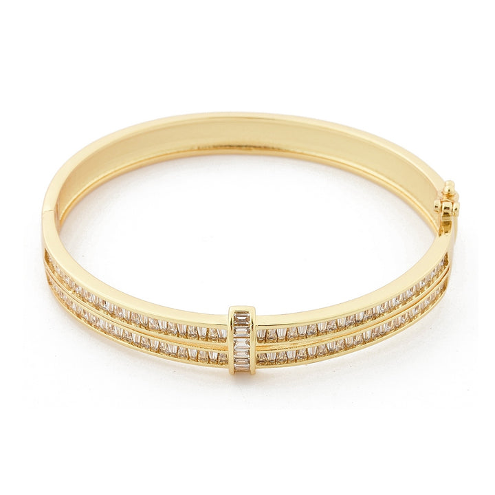 Brass Micro Pave Clear Cubic Zirconia Hinged Bangles for Women, Heart, Cadmium Free & Lead Free, Rack Plating, Long-Lasting Plated, Real 18K Gold Plated
