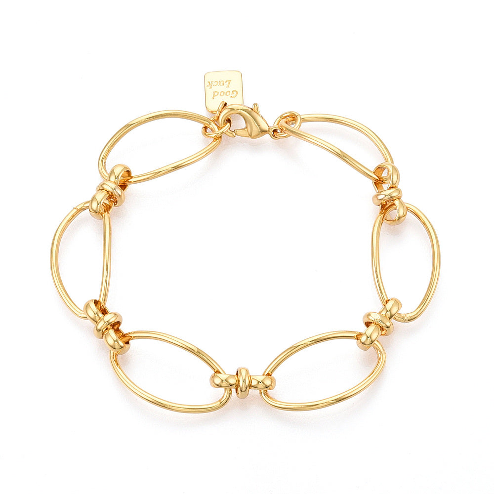 Oval Link Chain Bracelets for Women Nickel Free, Real 18K Gold Plated, 7-7/8 inch