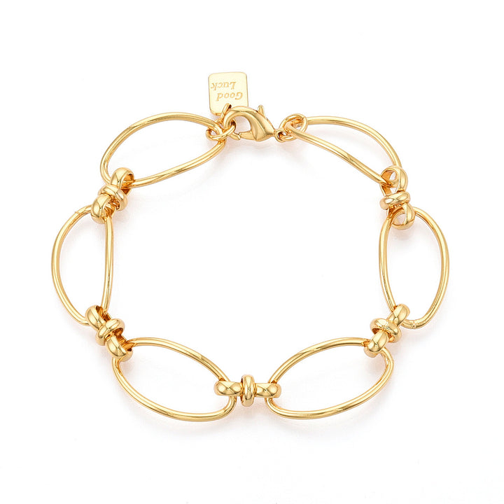 Oval Link Chain Bracelets for Women Nickel Free, Real 18K Gold Plated, 7-7/8 inch