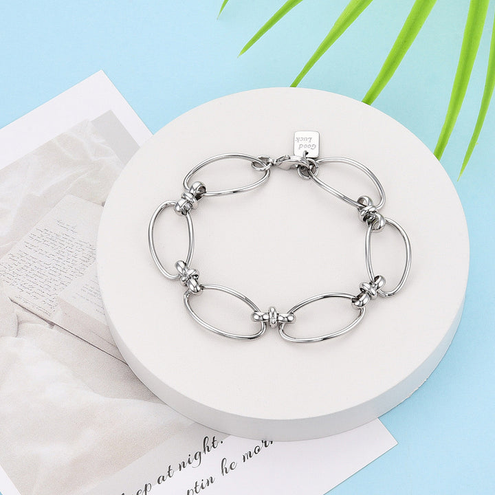 Oval Link Chain Bracelets for Women Nickel Free, Real 18K Gold Plated, 7-7/8 inch