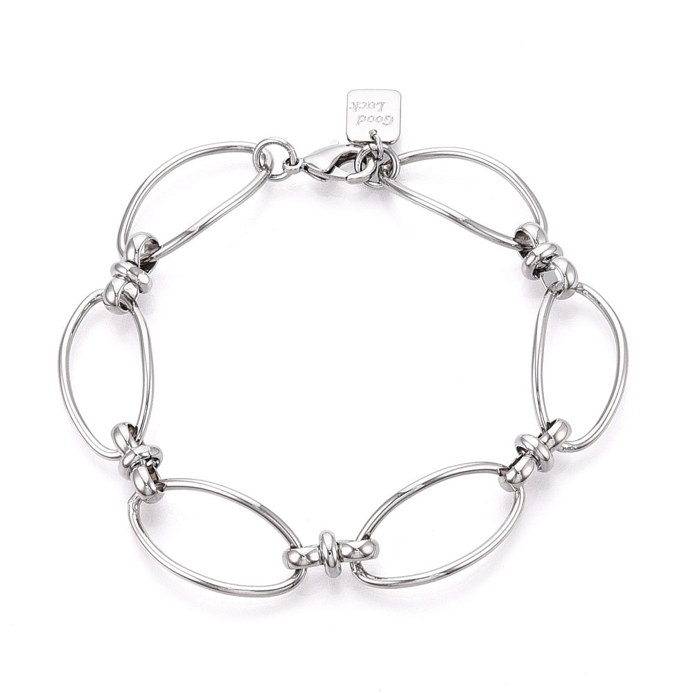 Oval Link Chain Bracelets for Women Nickel Free, Real 18K Gold Plated, 7-7/8 inch