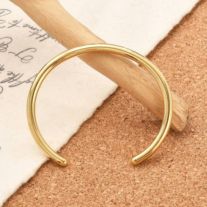 Stainless Steel with Real 18K Gold Plated. Hinged Bangle Bracelet