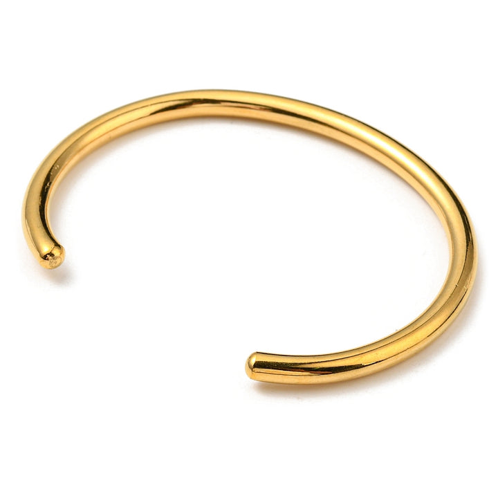 Stainless Steel with Real 18K Gold Plated. Hinged Bangle Bracelet