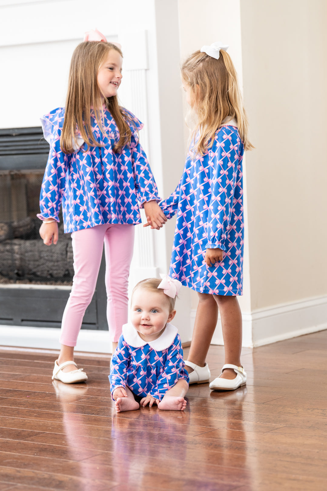 Abree Blue Ribbon Bow Legging Set