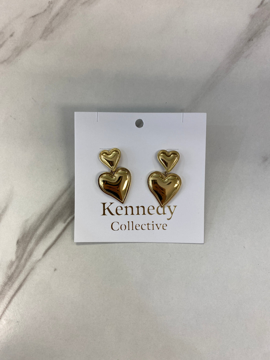 Gold Double Heart Stacked Earrings