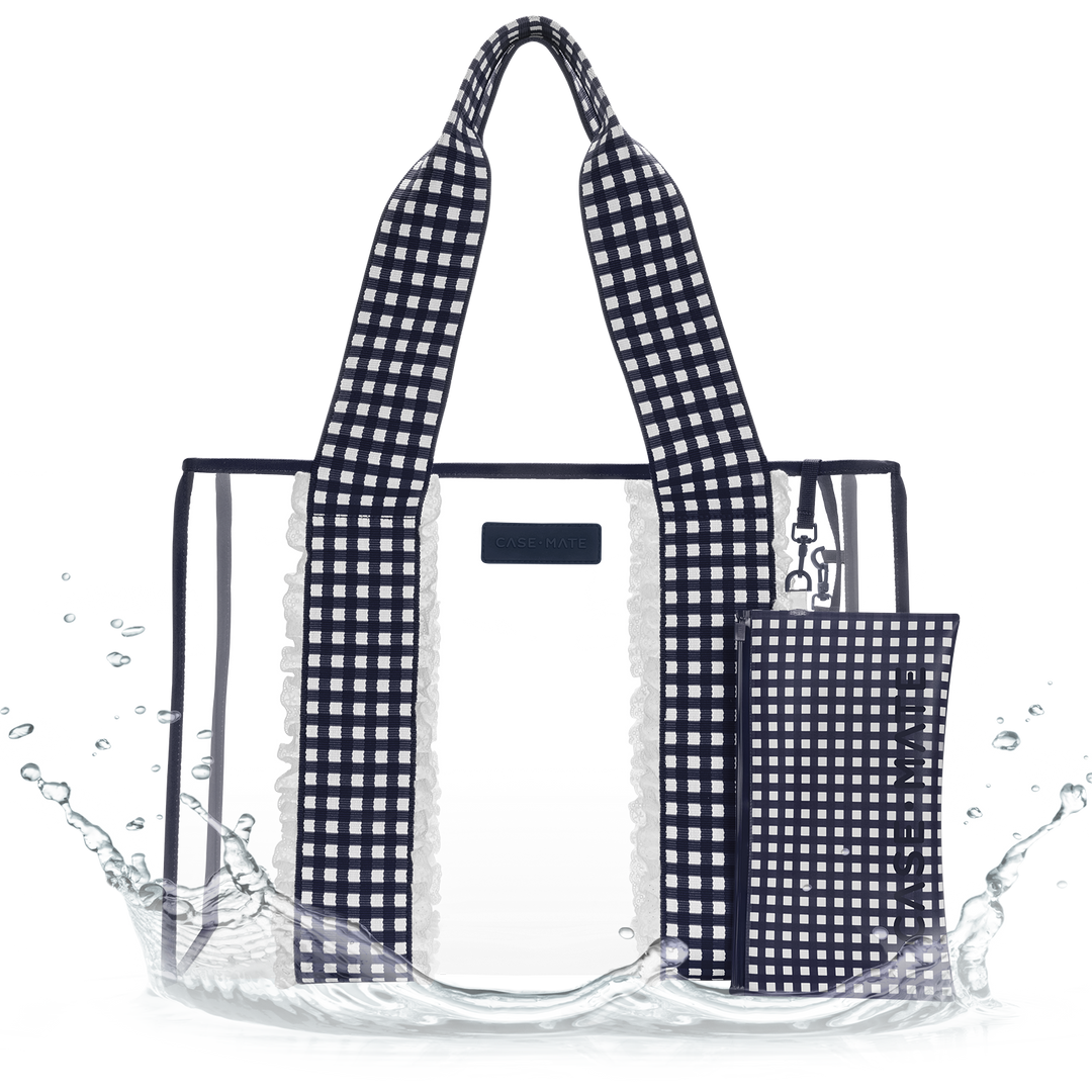 Jelly Tote w/ Phone Pouch - Navy Eyelet Gingham
