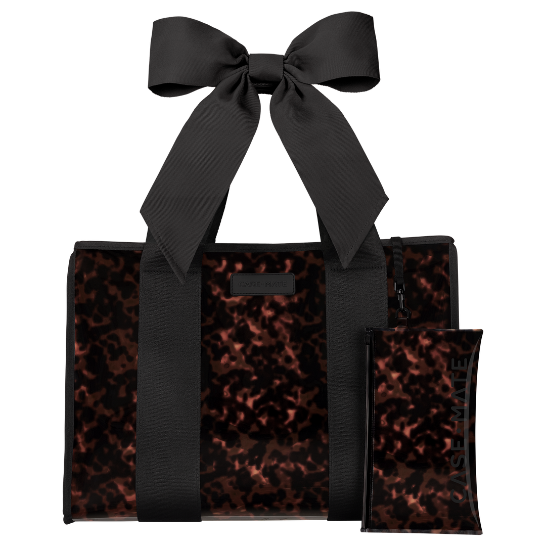 Jelly Tote w/ Phone Pouch - Tortoise Shell Bow