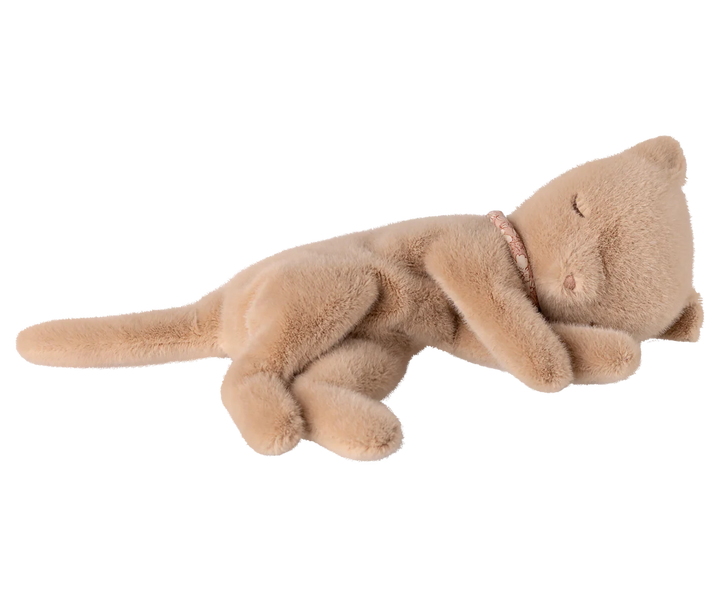 Sleeping Kitten Plush, Small Cream Peach