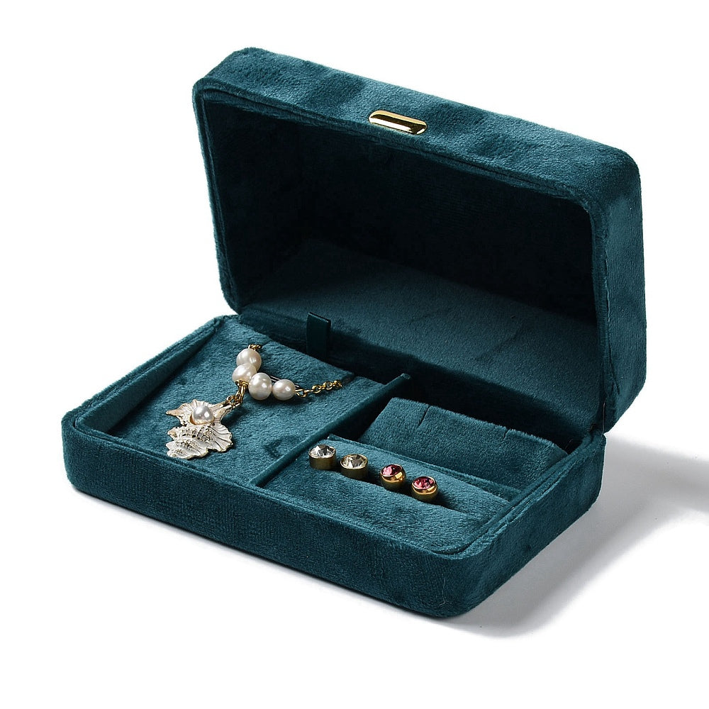 Rectangle Iron Covered with Velvet Jewelry Set Storage Boxes, Travel Portable Jewelry Case, for Necklaces, Rings, Earrings and Pendants...