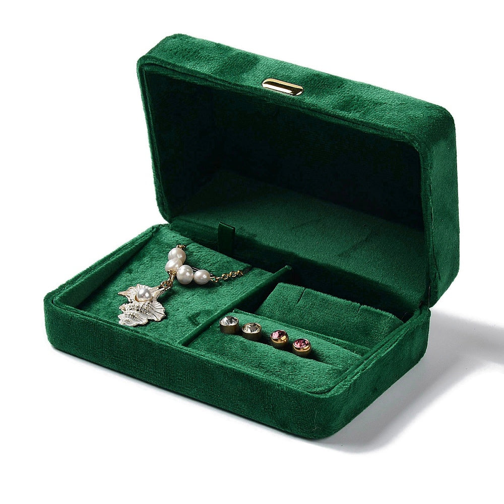 Rectangle Iron Covered with Velvet Jewelry Set Storage Boxes, Travel Portable Jewelry Case, for Necklaces, Rings, Earrings and Pendants...