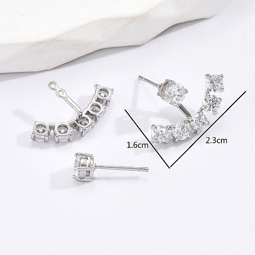 Stainless Steel Stud Earrings, with Cubic Zirconia, for Women, Real 18K Gold Plated, 16x23mm