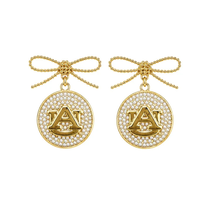 Auburn Logo Pearl Medallion Earrings