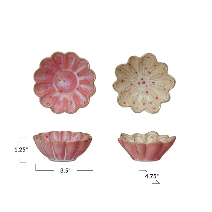 3-1/2" Rnd Stoneware Fluted Dish, Multi, 2 Styles
