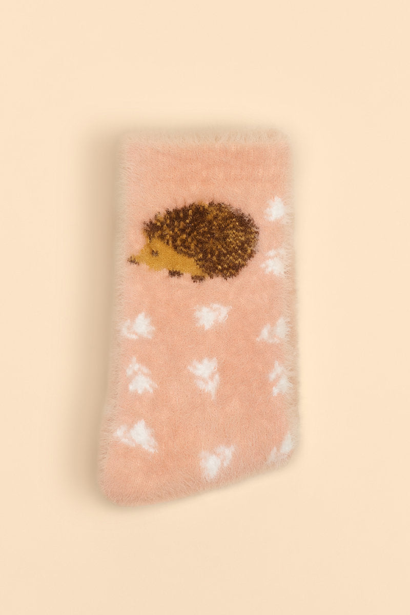 Powder - Happy Hedgehog Petal Fuzzy Socks
