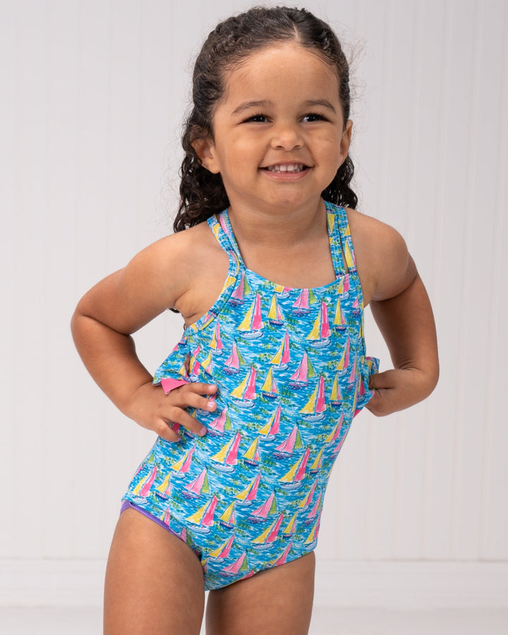 Laguna Preppy Sailboat One Piece Swimsuit