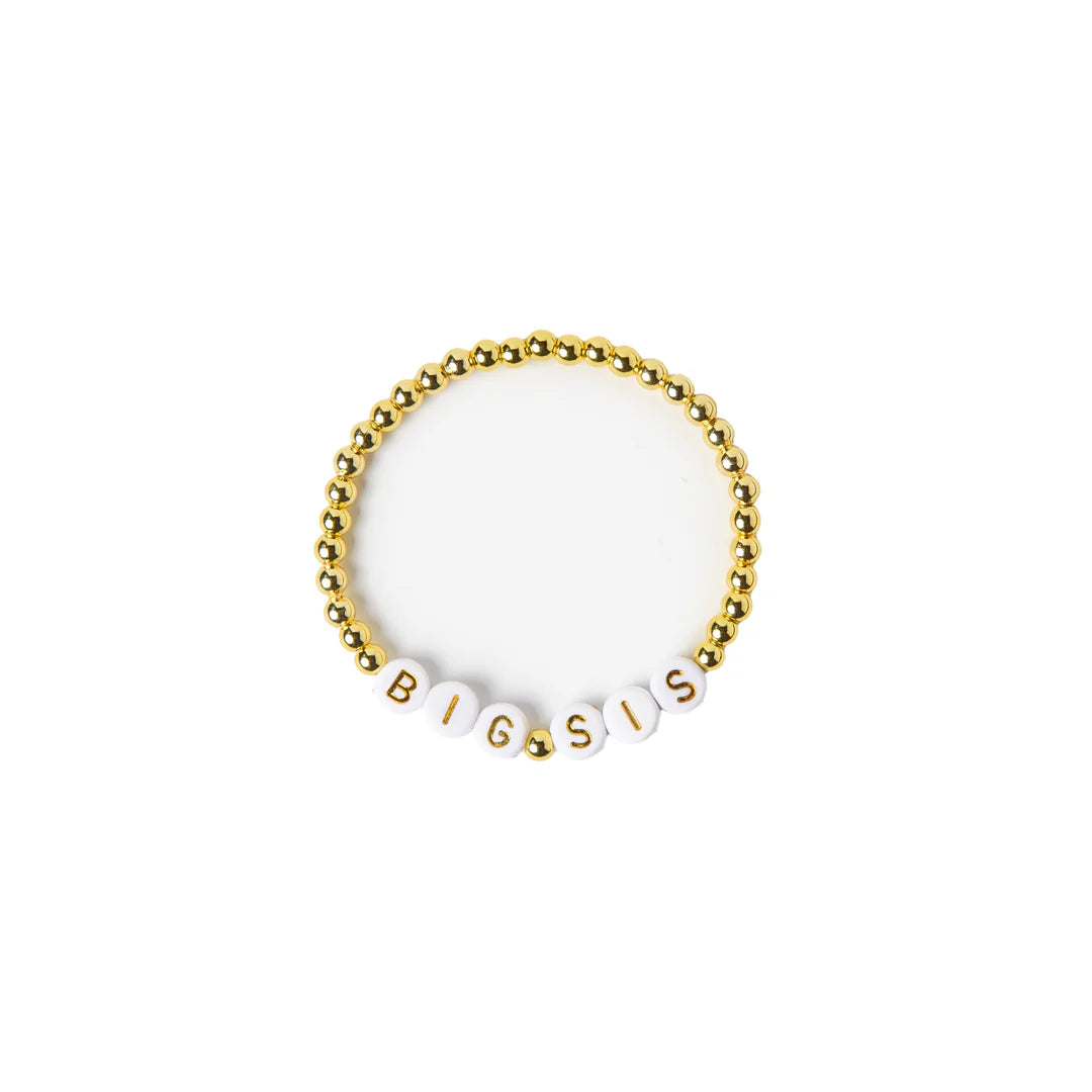 BIG SIS Gold Bead & White Letters Bracelet (sma