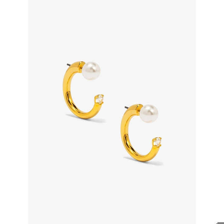 Deconstructed Pearl Crystal Hoop Earring