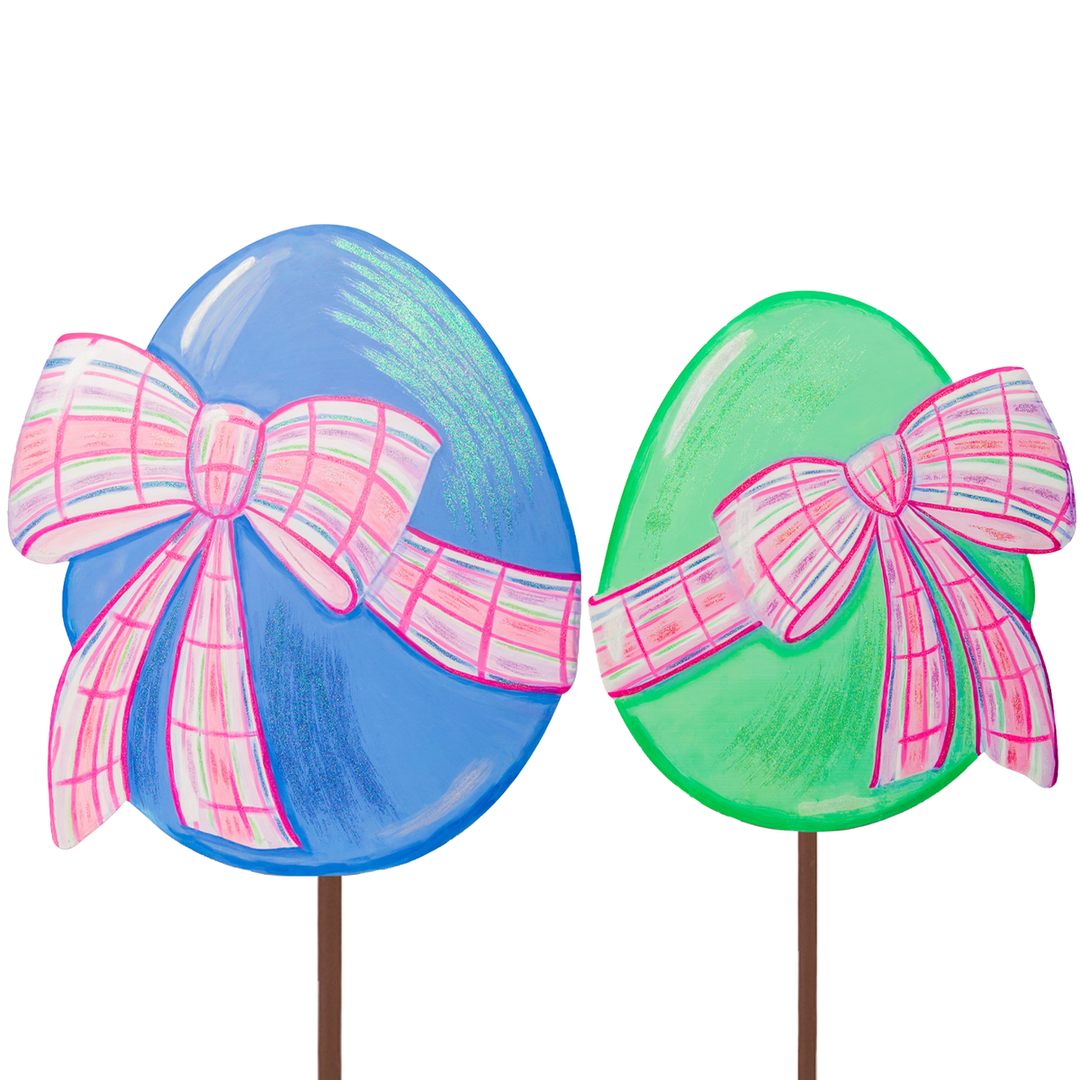 Periwinkle or  Green Egg with Plaid Bows