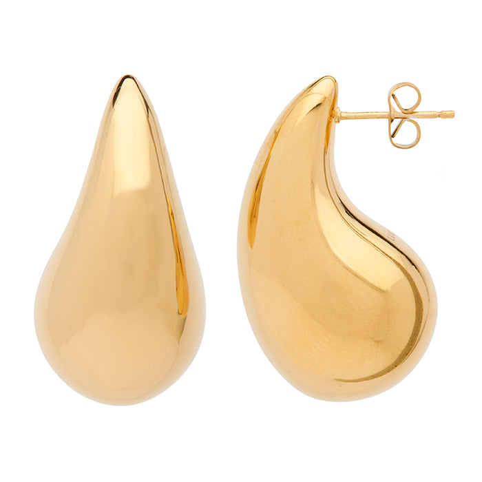 Large Tear Drop Gold Earring