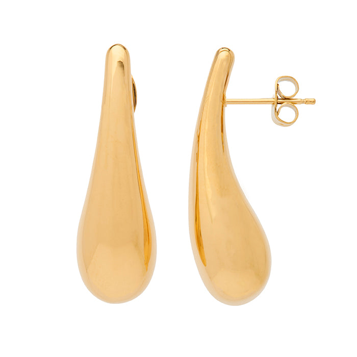 Long Tear Drop Gold Earring