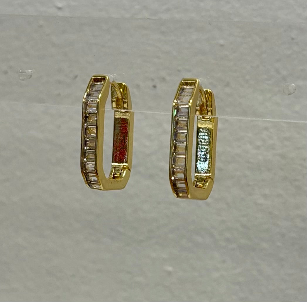 CZ Baguette Octagon Hoops Earring