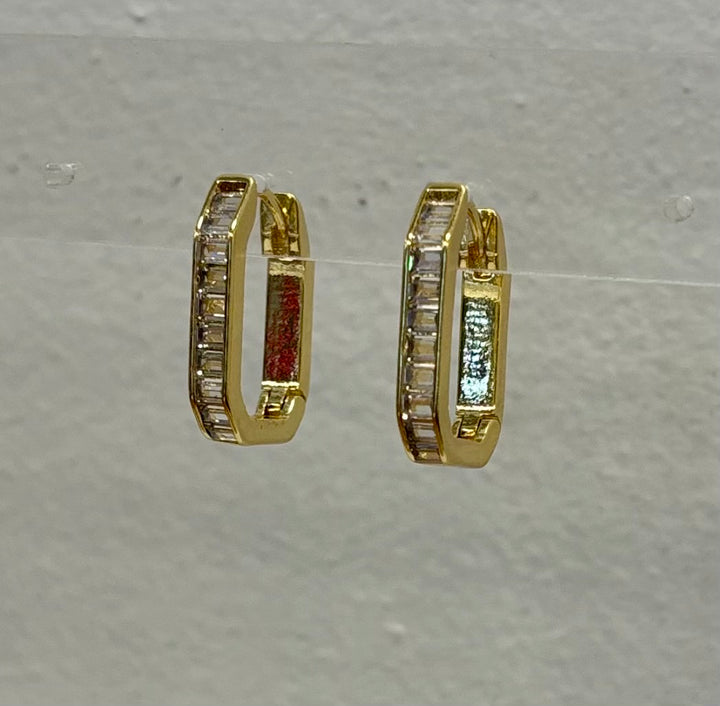 CZ Baguette Octagon Hoops Earring