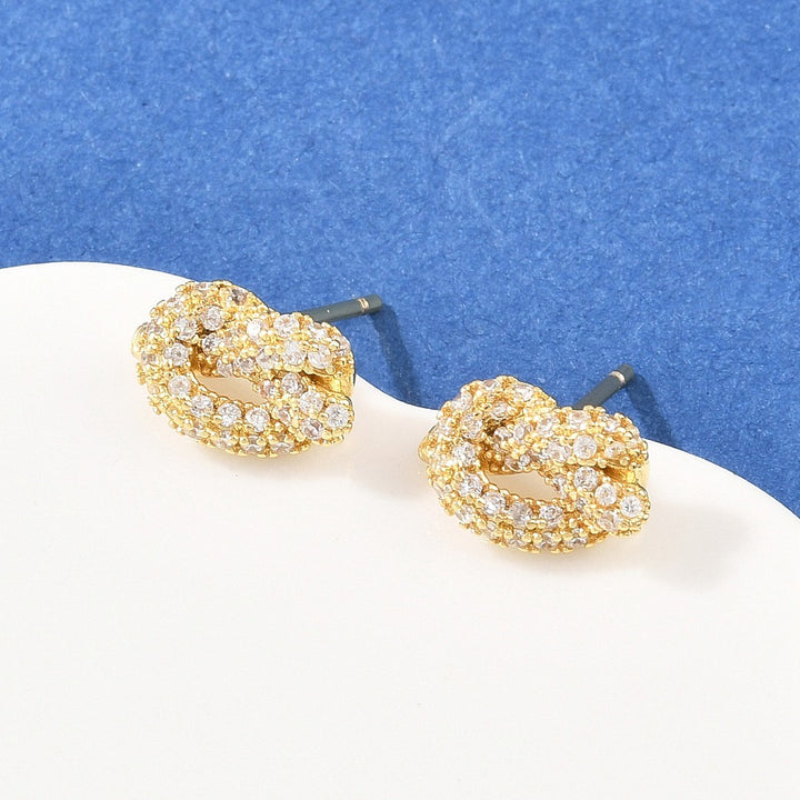 Rack Plating Cubic Zirconia Earrings Real 18K Gold Plated