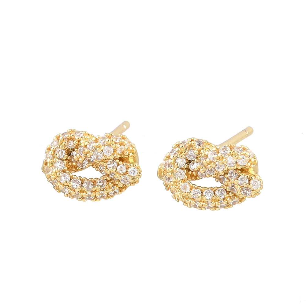 Rack Plating Cubic Zirconia Earrings Real 18K Gold Plated