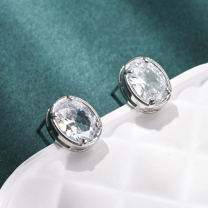CZ Stud Earrings Rack Plating Real 18K plated