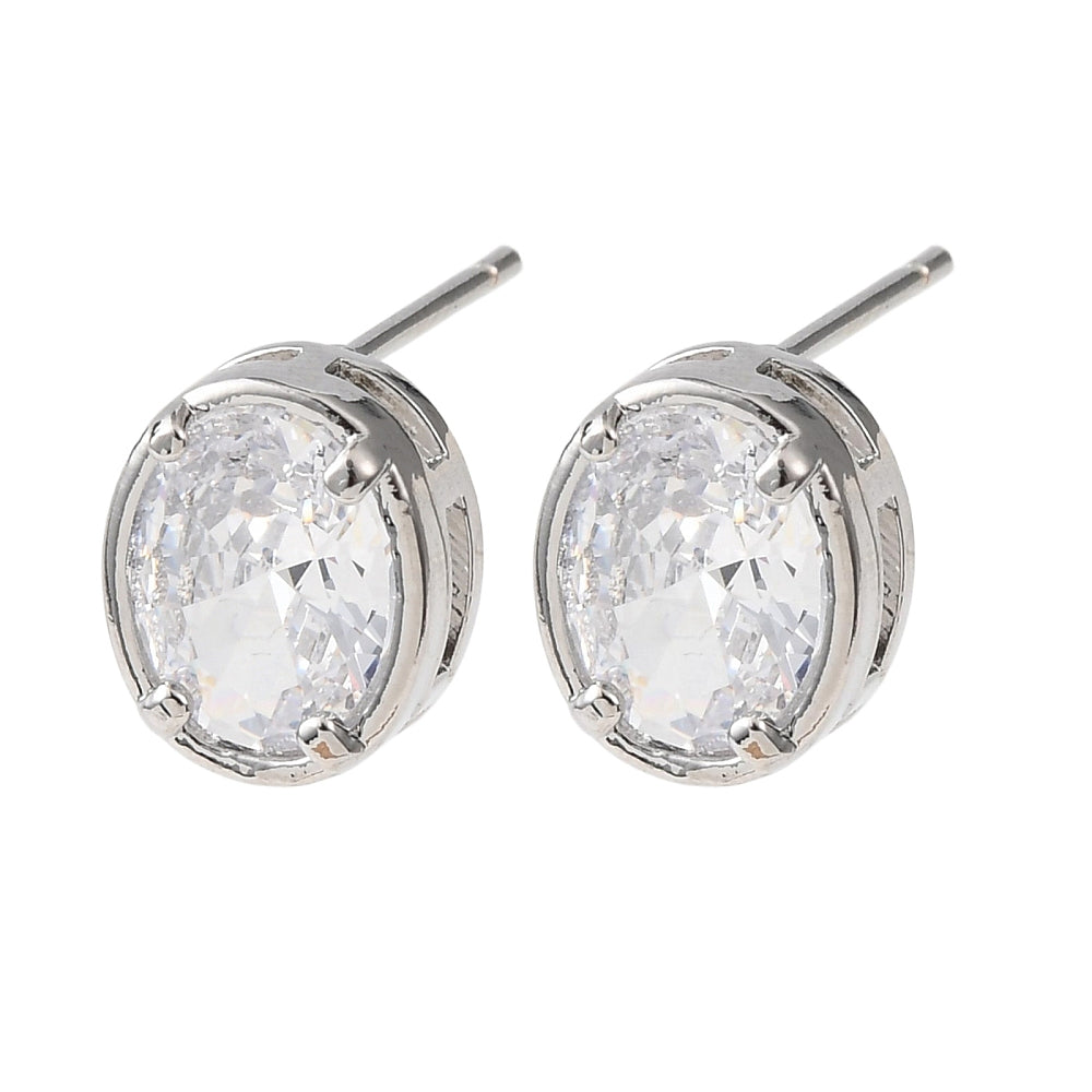 CZ Stud Earrings Rack Plating Real 18K plated