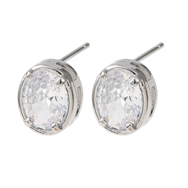 CZ Stud Earrings Rack Plating Real 18K plated