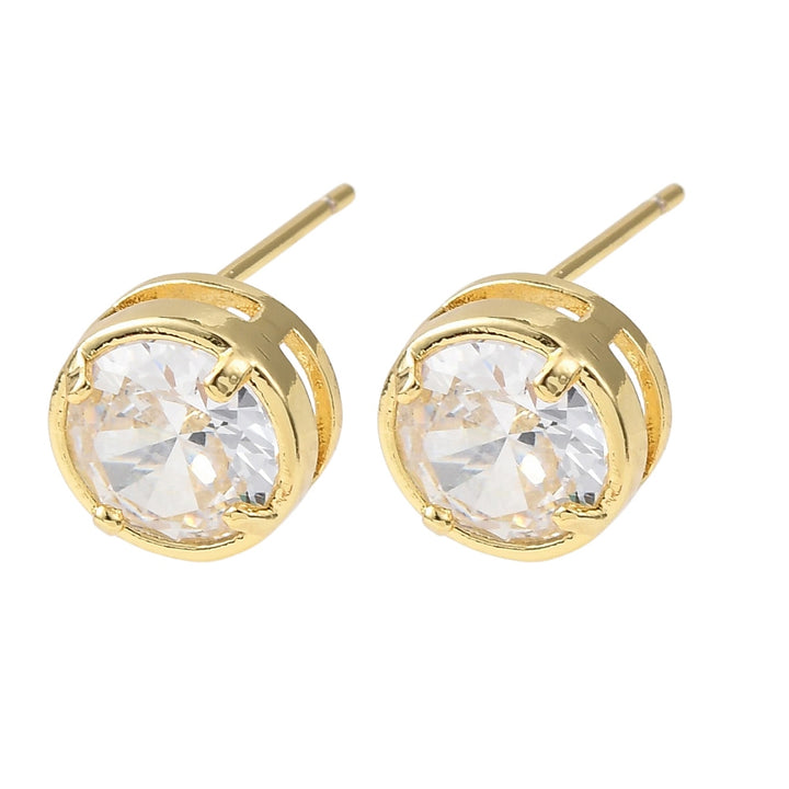 CZ Stud Earrings Rack Plating Real 18K plated
