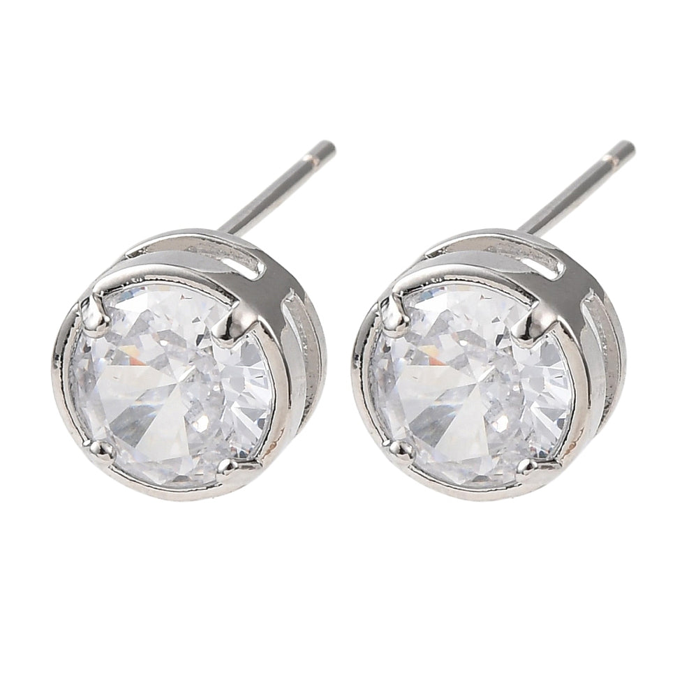 CZ Stud Earrings Rack Plating Real 18K plated