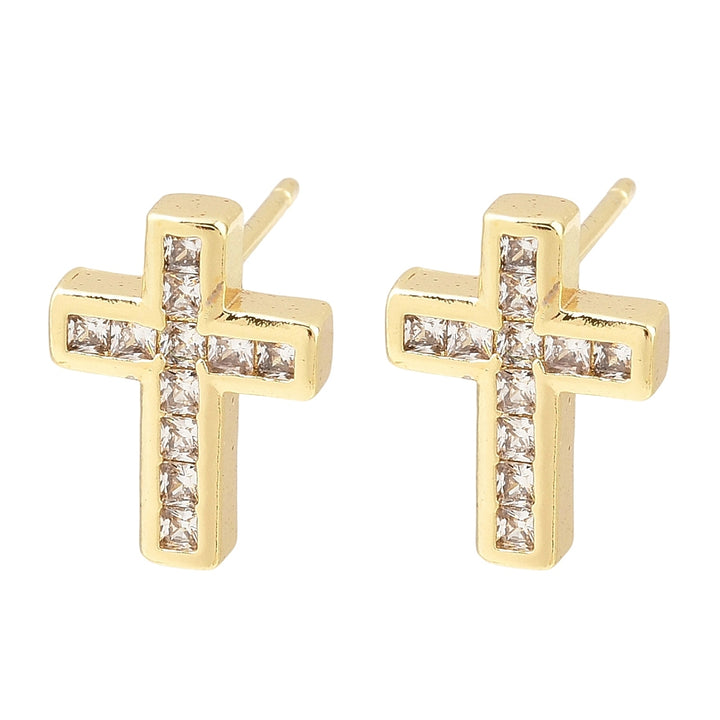 Rack Plating Cubic Zirconia Earrings Real 18K Gold Plated
