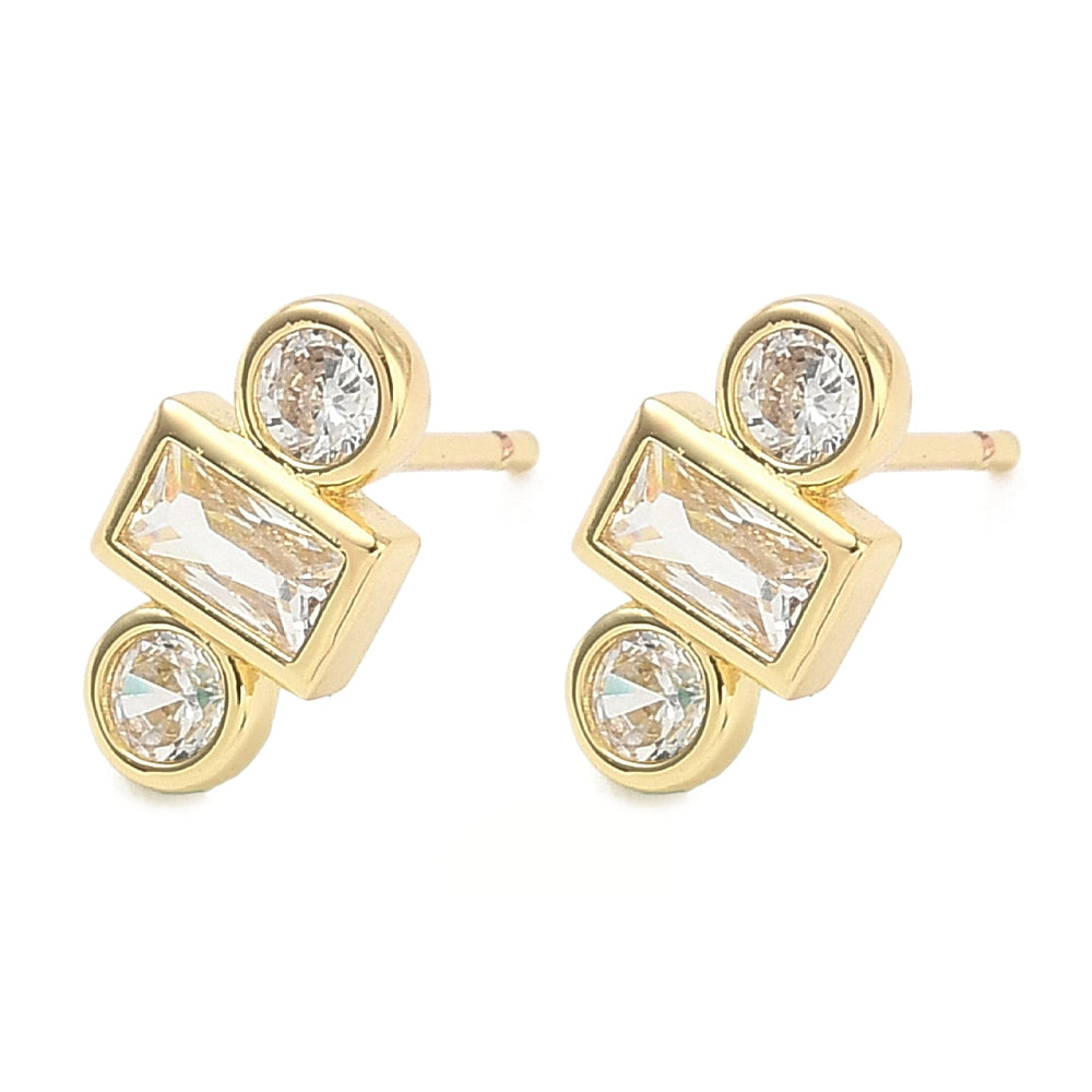 Rack Plating Cubic Zirconia Earrings Real 18K Gold Plated