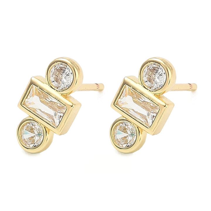 Rack Plating Cubic Zirconia Earrings Real 18K Gold Plated