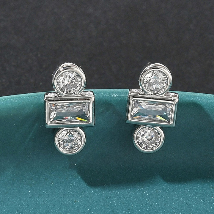 Rack Plating Cubic Zirconia Earrings Real 18K Gold Plated